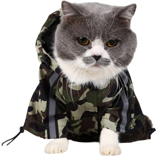 Dogs Cat Raincoat Camouflage Camo  Windbreaker Stylish Dog Rain Jacket, Water Resistant with Reflective Stripes, Hooded Raincoat for  Puppy Small Medium Large
