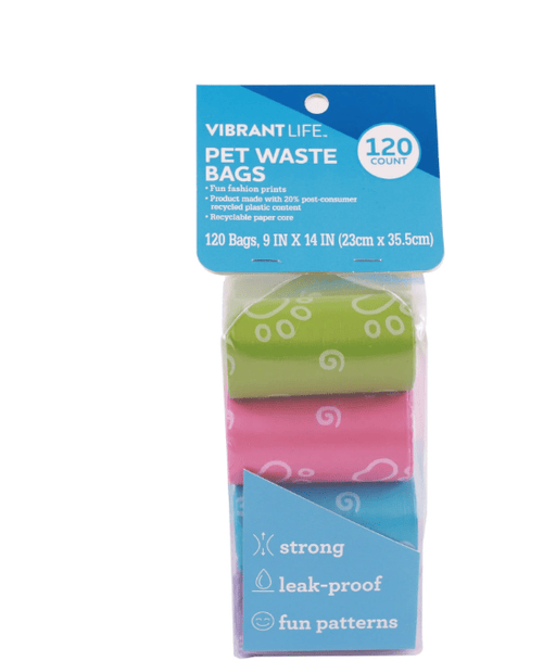 Vibrant Life Fashion Waste Pick up Bags for Dogs, Blue, 120 Ct.