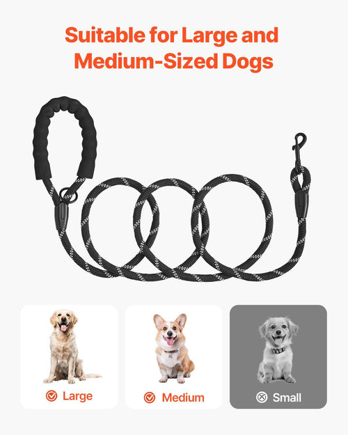 Rope Dog Leash Heavy Duty Padded Handle Leash 6 ft for Medium Large Dogs