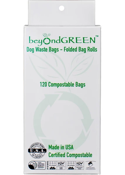beyondGREEN Dog Waste Bags - Poop Bags on Folded Rolls - Sustainable Bags