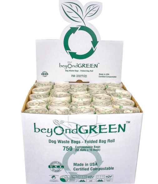 beyondGREEN Dog Waste Bags - Poop Bags on Folded Rolls - Sustainable Bags