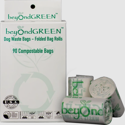 beyondGREEN Dog Waste Bags - Poop Bags on Folded Rolls - Sustainable Bags